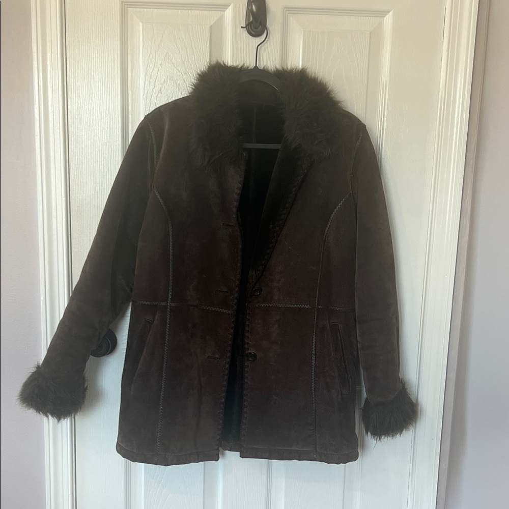 Vintage Women's Brown Fur-Trimmed Jacket Wilson’s Leather